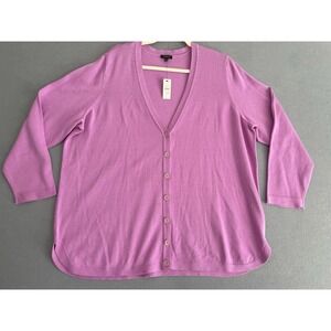 NWT Talbots Woman 2XP Petite Cardigan Sweater Button Purple Plus Spring Easter